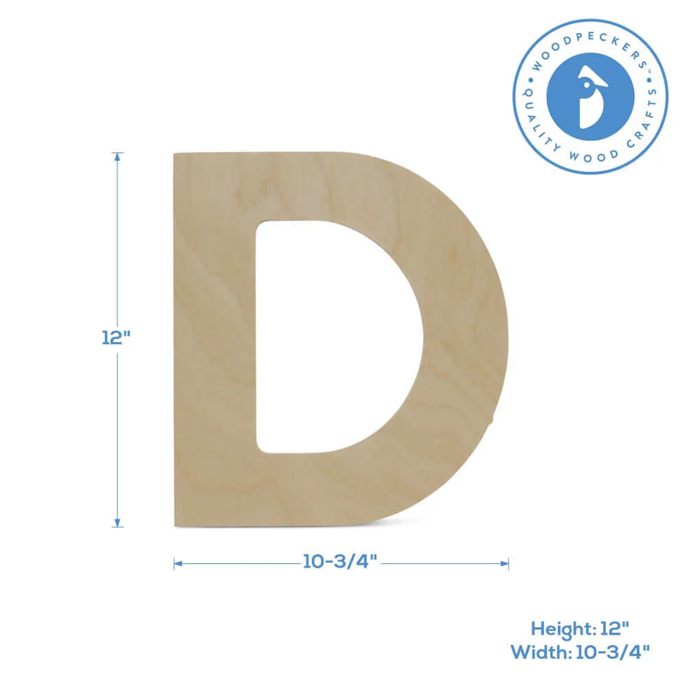 Wood Cutout Letter D, 12" - Image 2
