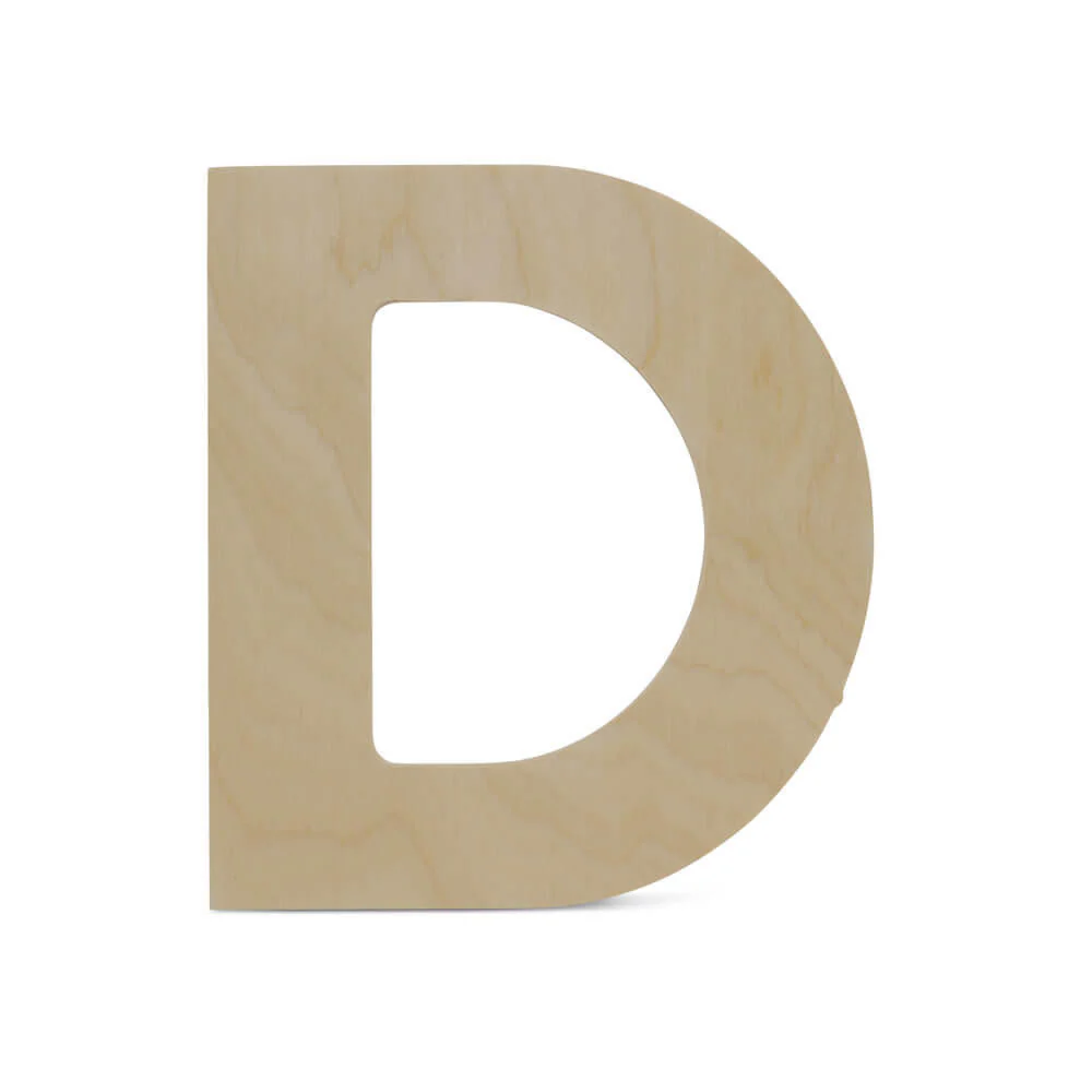 Wood Cutout Letter D, 8"