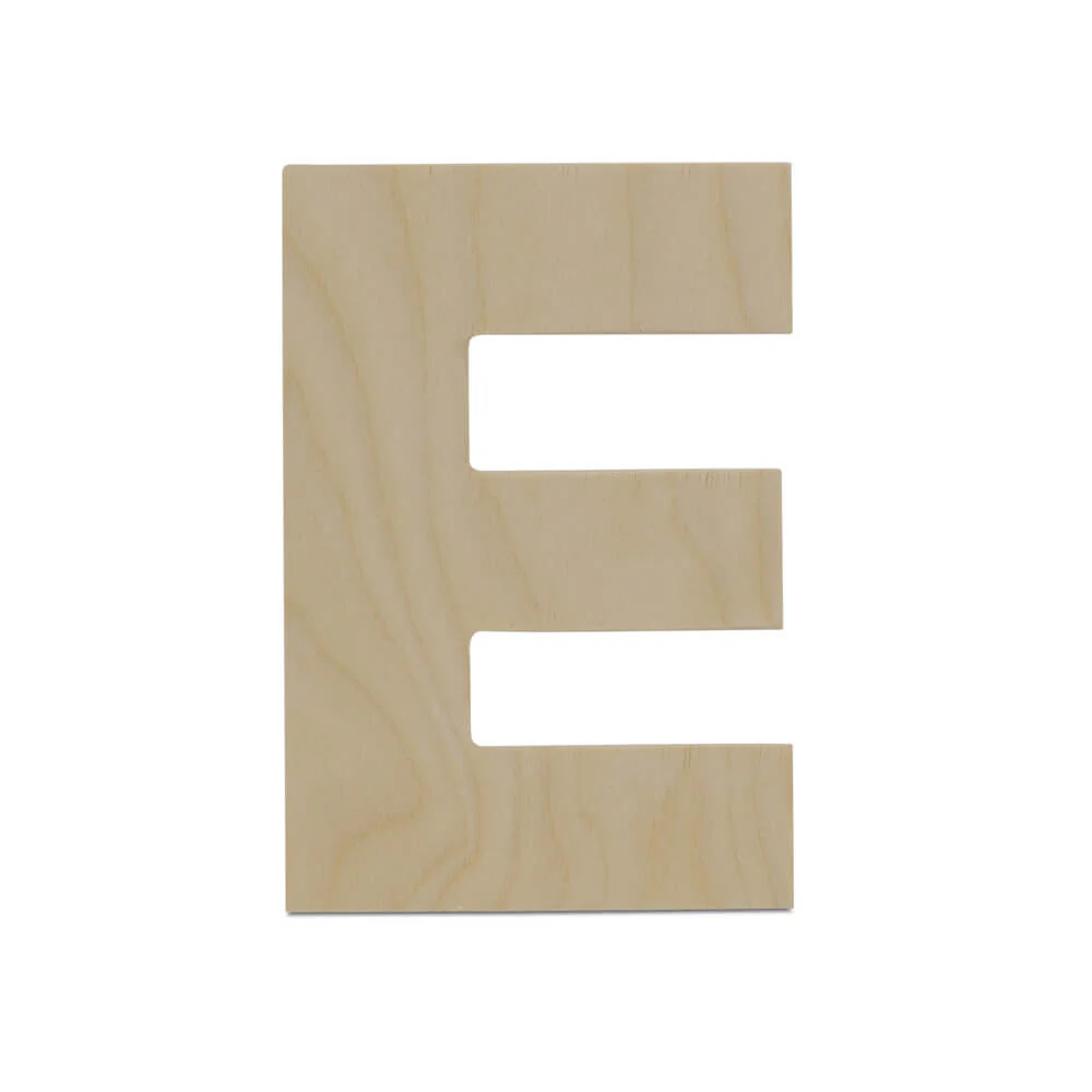 Wood Cutout Letter E, 8"