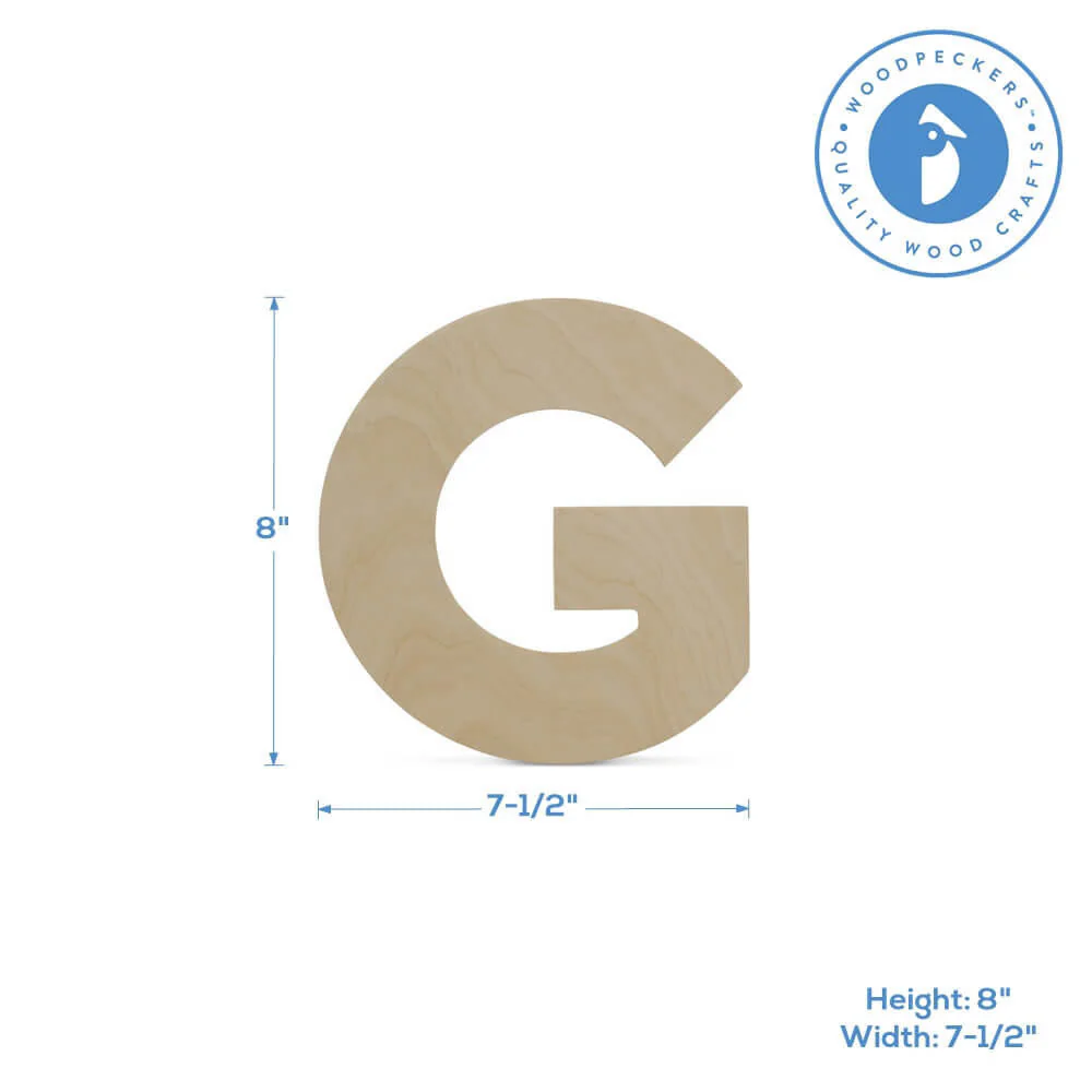 Wood Cutout Letter G, 8" - Image 2