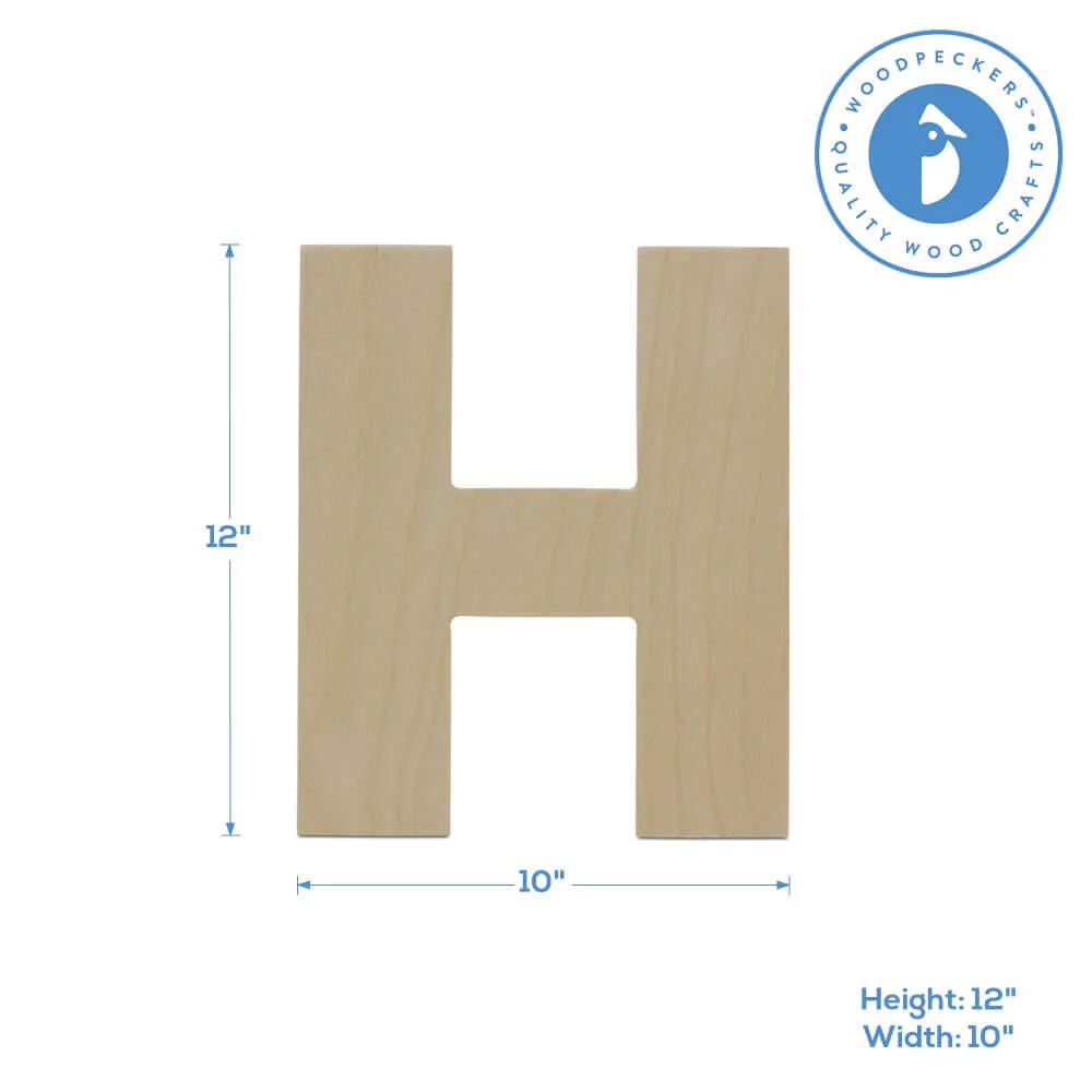 Wood Cutout Letter H, 12" - Image 2