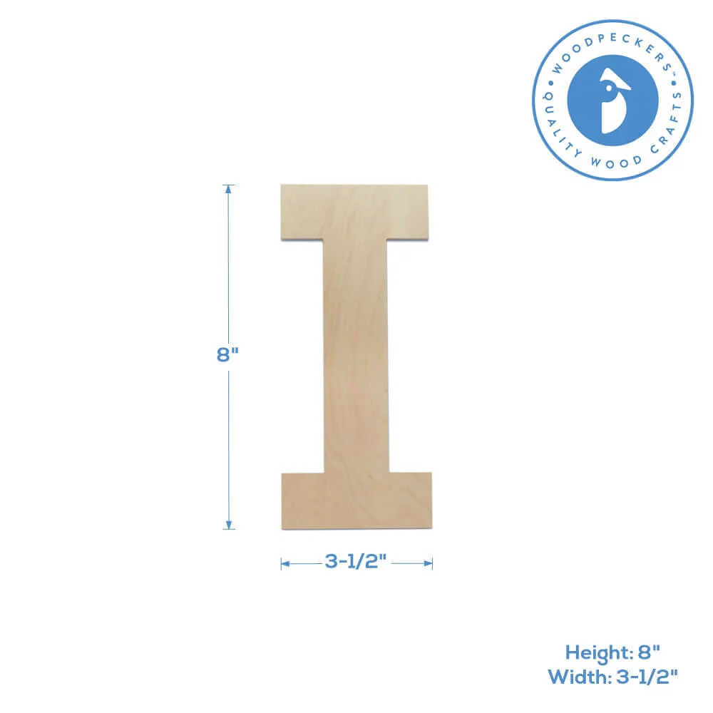 Wood Cutout Letter I, 8" - Image 2