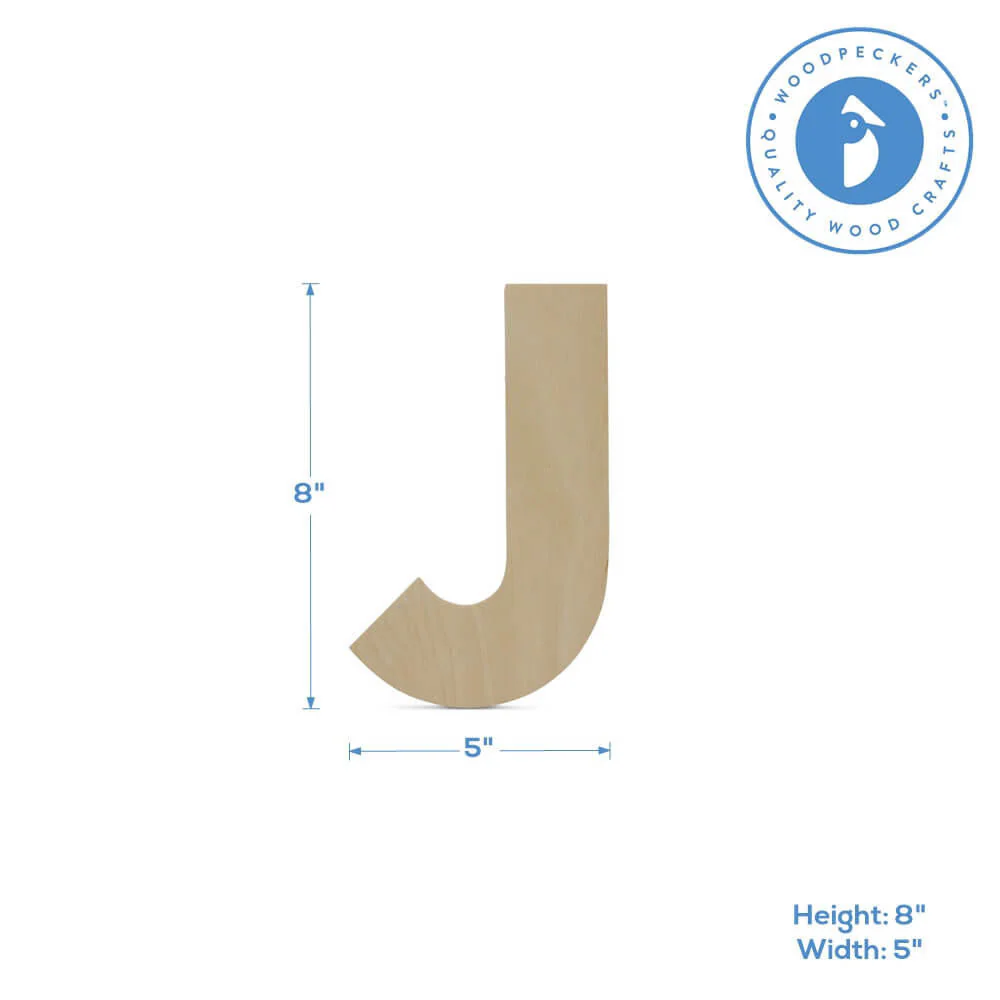 Wood Cutout Letter J, 8" - Image 2