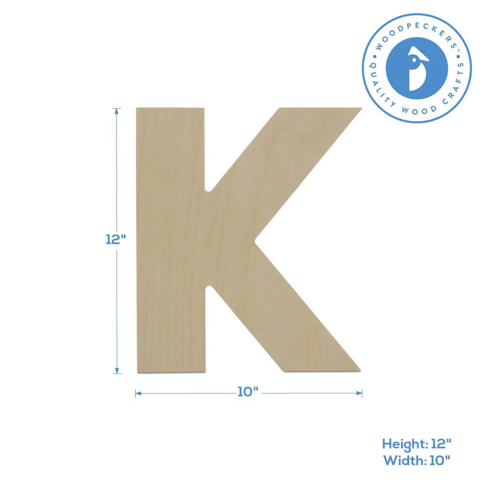 Wood Cutout Letter K, 12" - Image 2