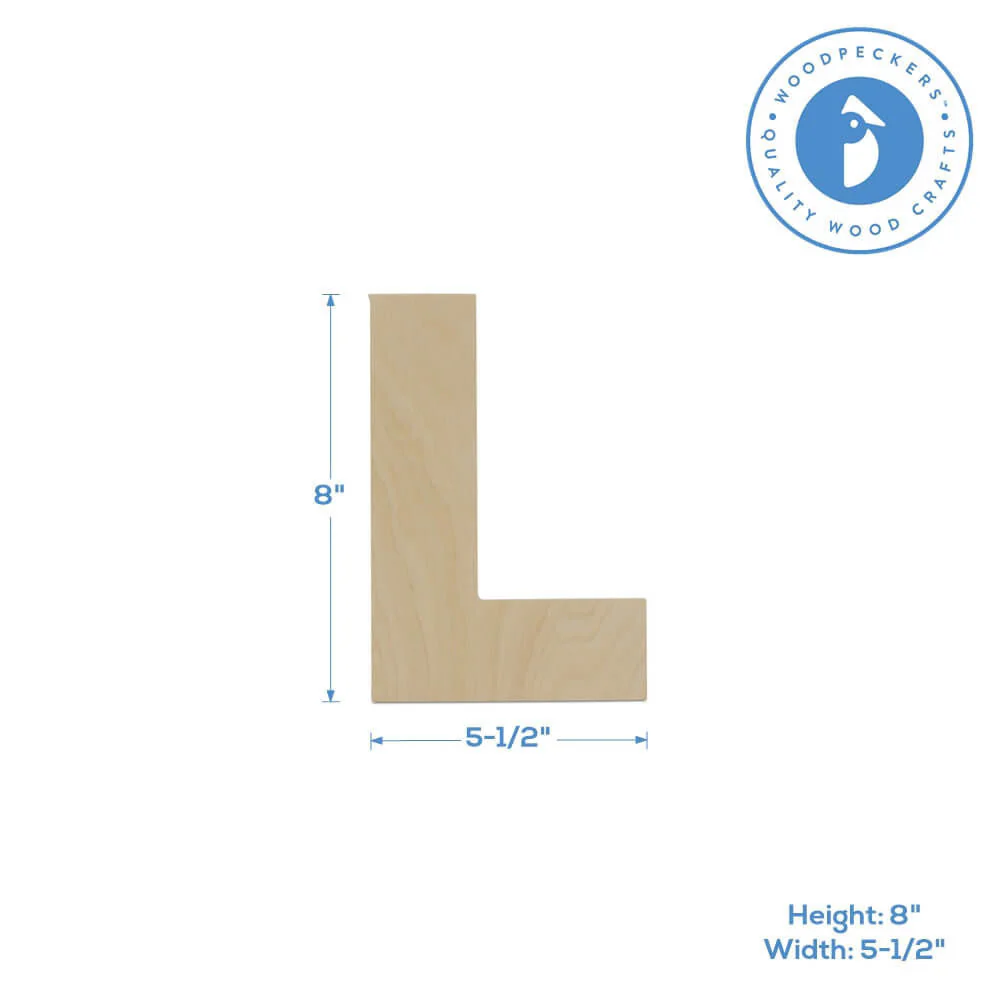 Wood Cutout Letter L, 8" - Image 2