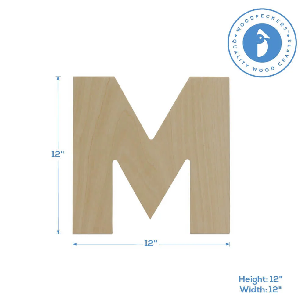 Wood Cutout Letter M, 12" - Image 2