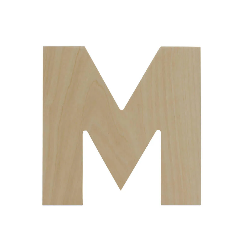Wood Cutout Letter M, 8"