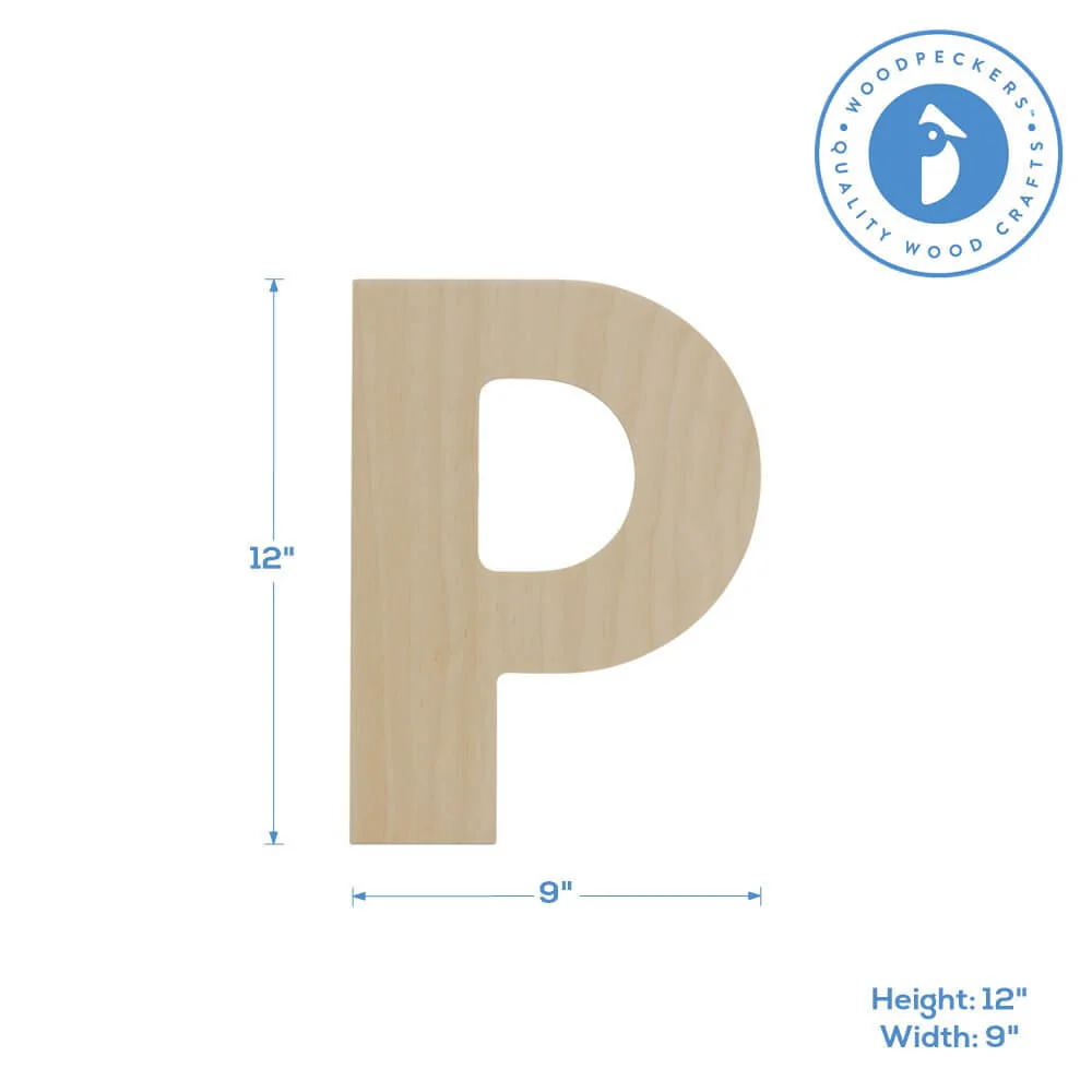 Wood Cutout Letter P, 12" - Image 2