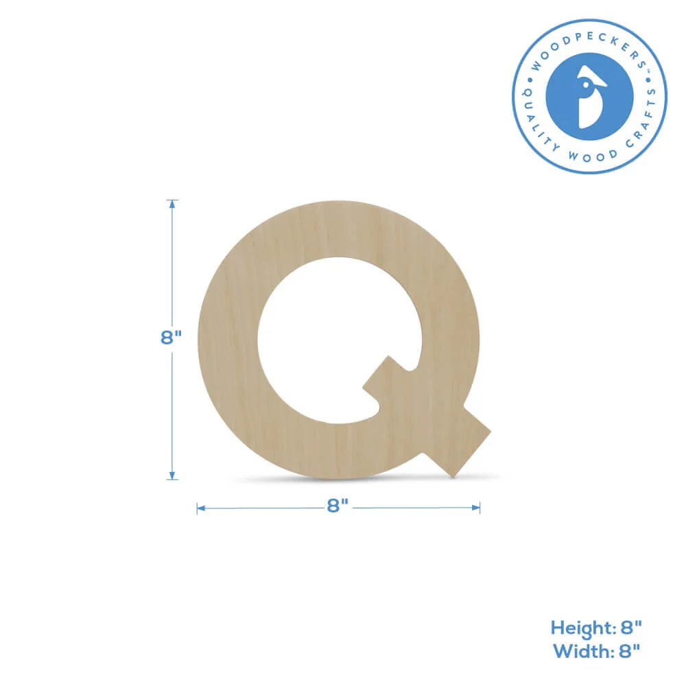 Wood Cutout Letter Q, 8" - Image 2