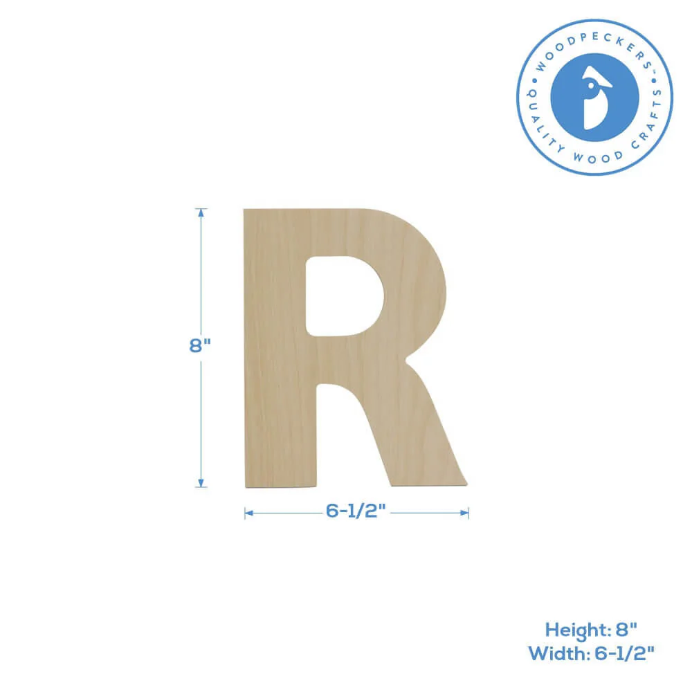Wood Cutout Letter R, 8" - Image 2