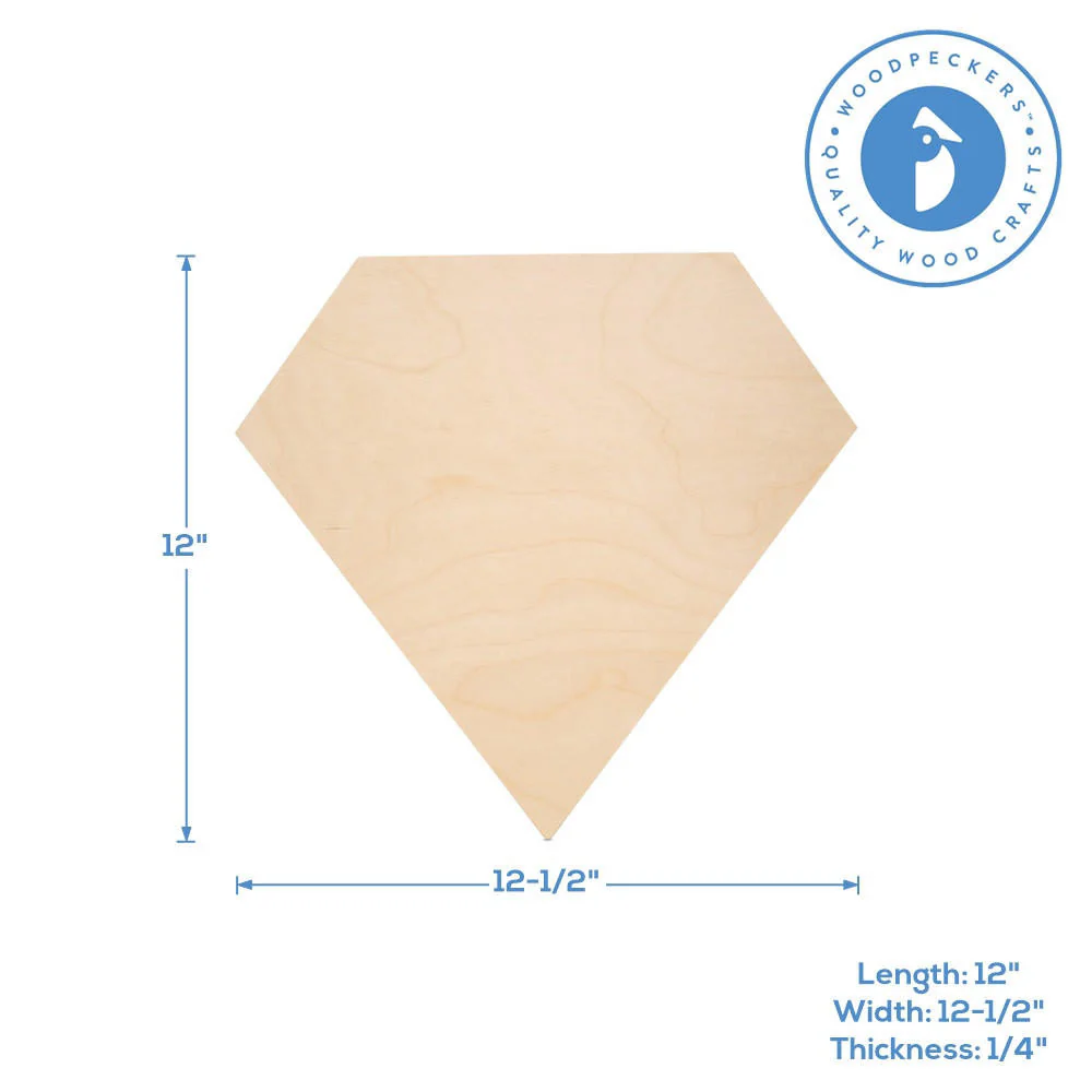 Wood Diamond Shape Cutout, 12” - Image 3