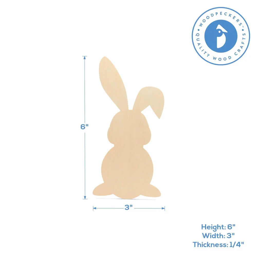 Wood Easter Bunny Cutout Small, 6" x 3" - Image 4