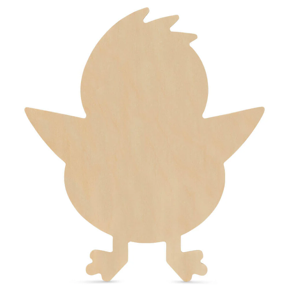 Wood Easter Chick Cutout Large, 12" x 10"