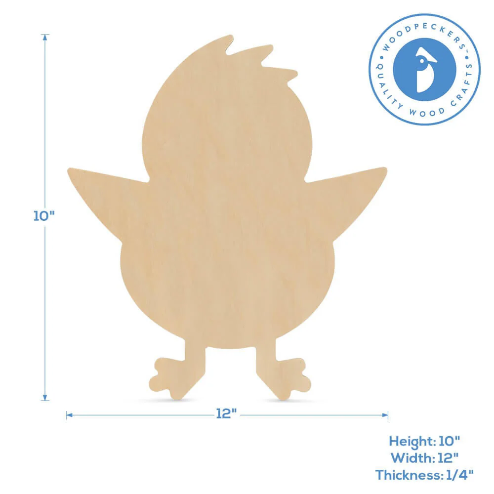 Wood Easter Chick Cutout Large, 12" x 10" - Image 4