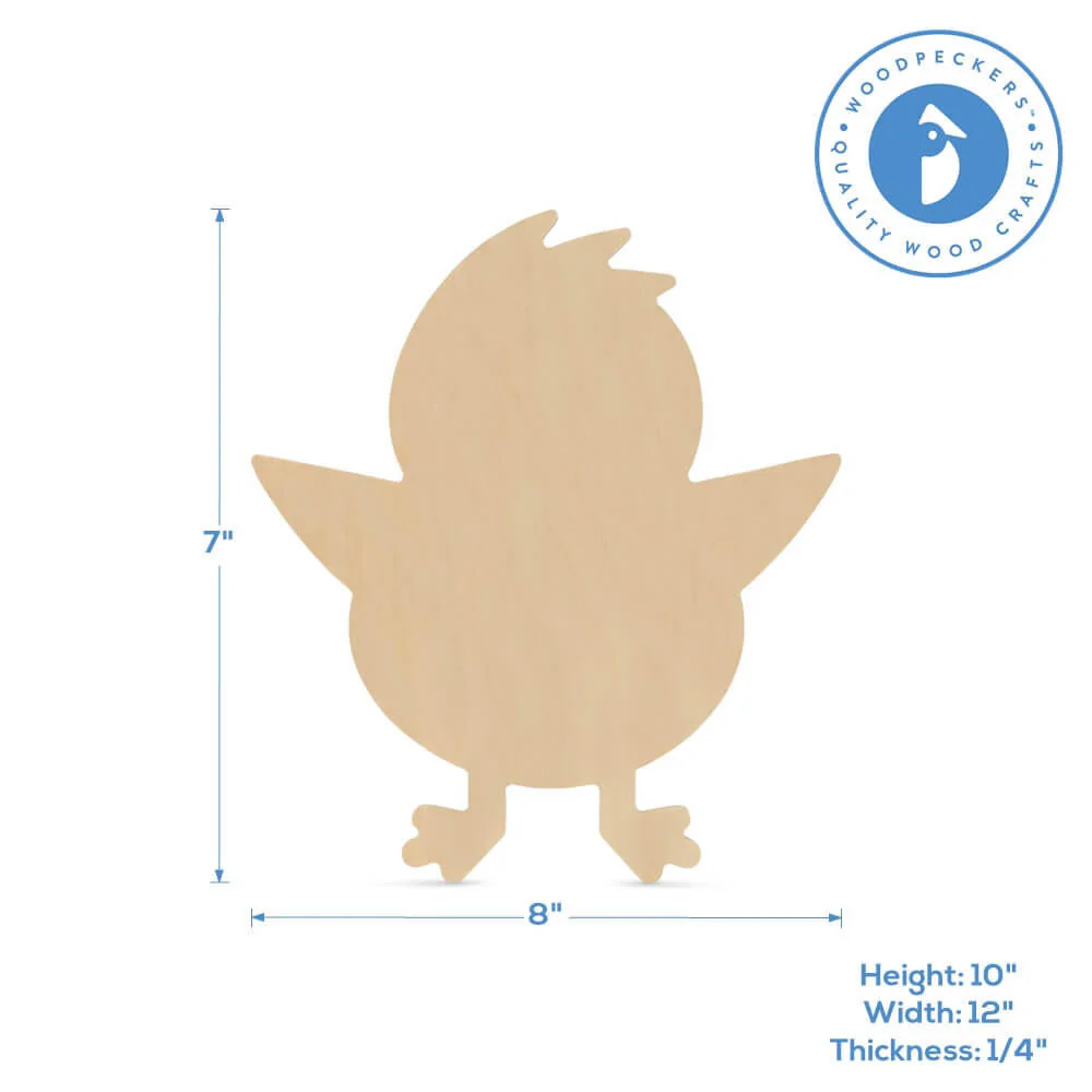 Wood Easter Chick Cutout Medium, 8" x 7" - Image 4