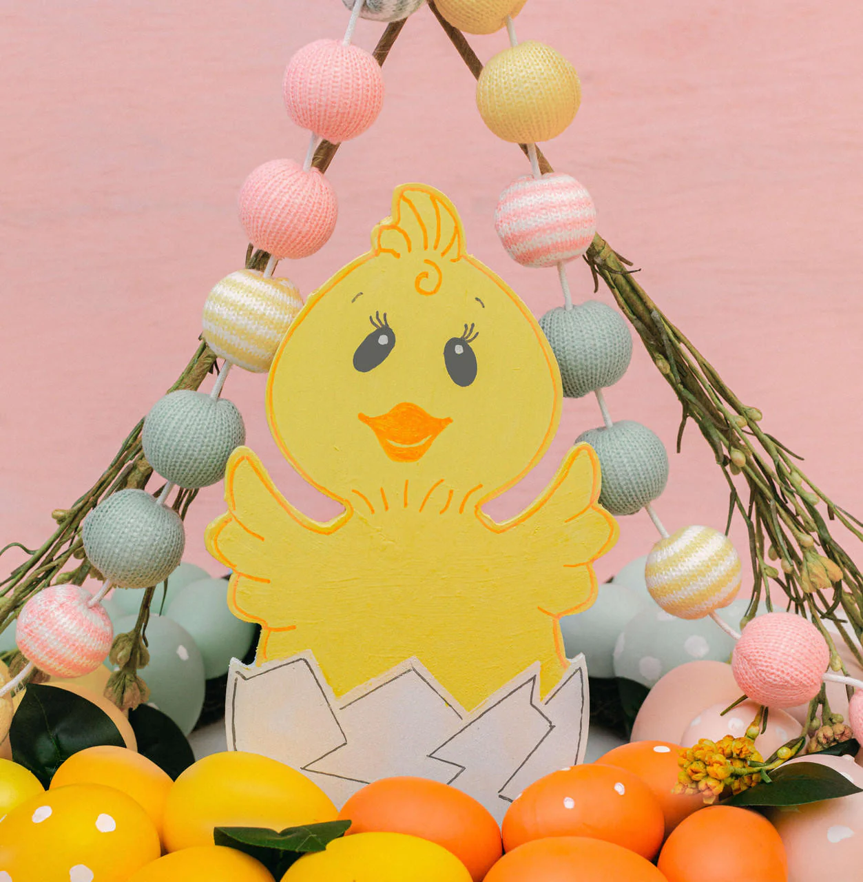 Wood Easter Chick In Egg Cutout Medium, 8" x 4.5" - Image 2