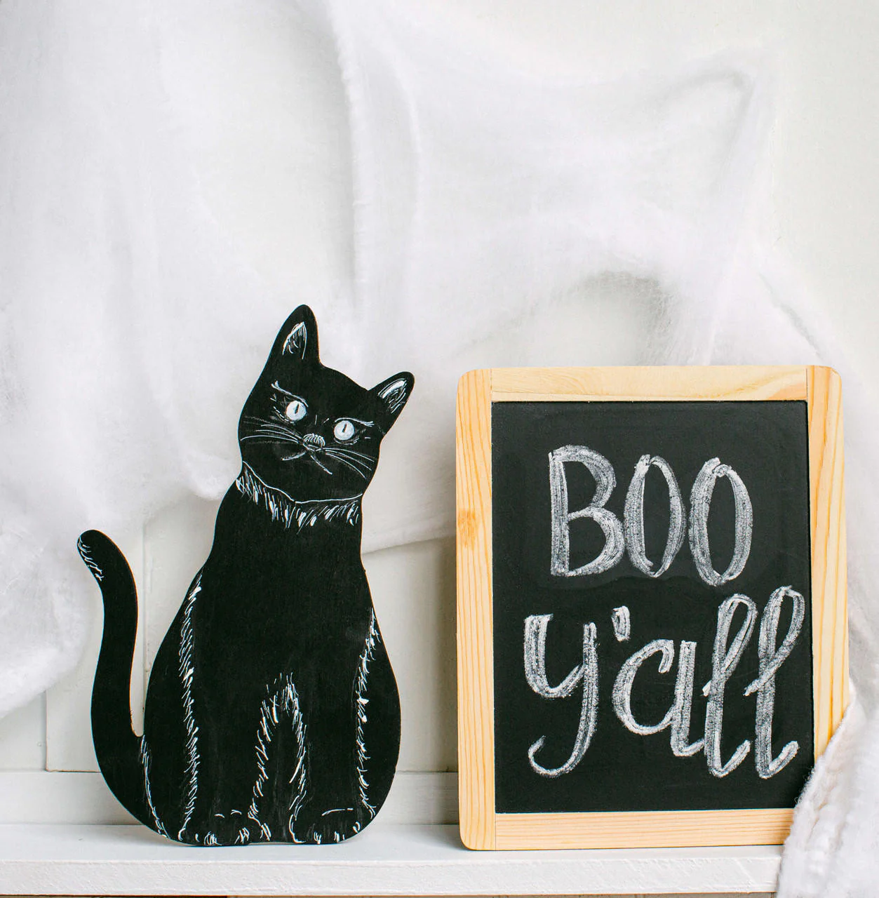 Wood Halloween Cat Cutout, Large 12" x 7.3" - Image 2