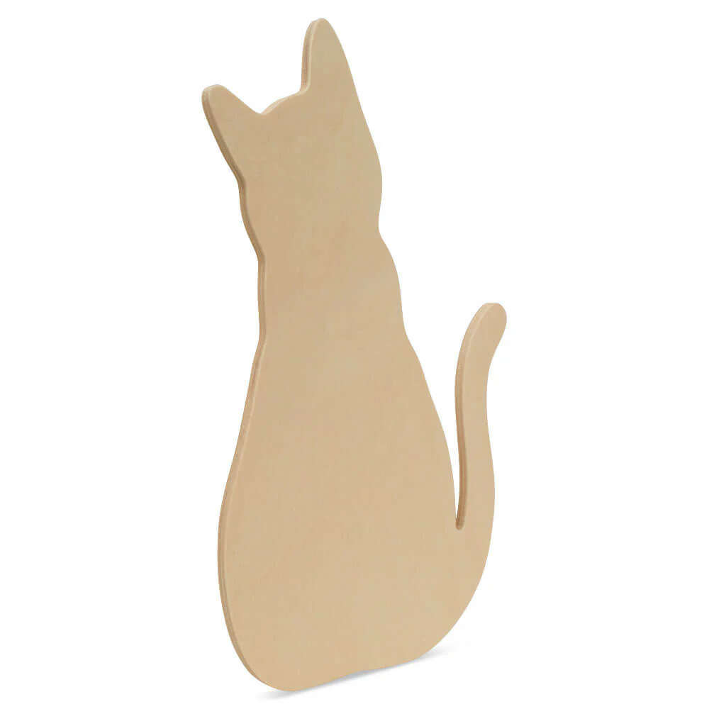 Wood Halloween Cat Cutout, Large 12" x 7.3" - Image 3