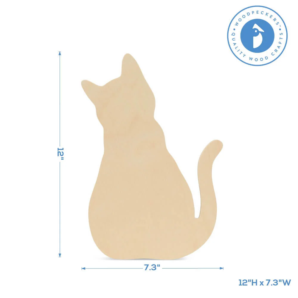 Wood Halloween Cat Cutout, Large 12" x 7.3" - Image 4