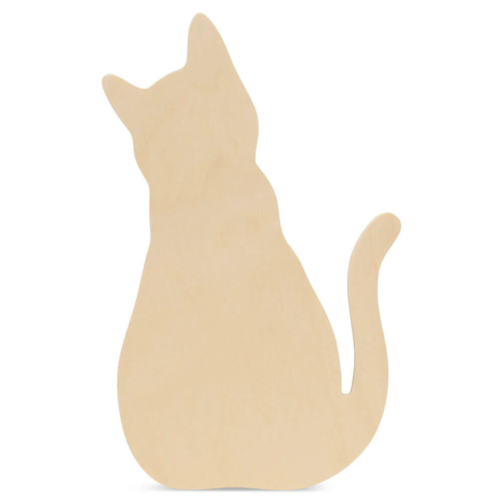 Wood Halloween Cat Cutout, Small 8" x 4.8"