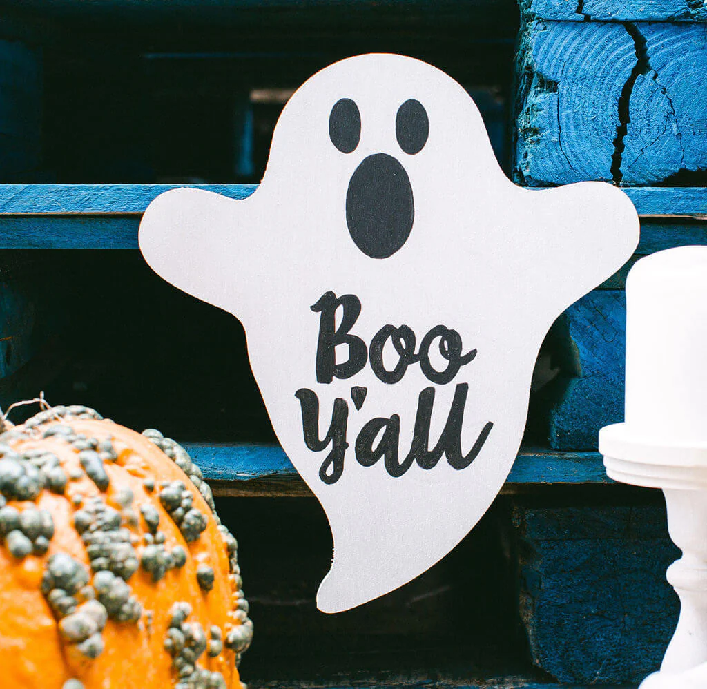 Wood Halloween Ghost Cutout, Large 12" x 11.5" - Image 2