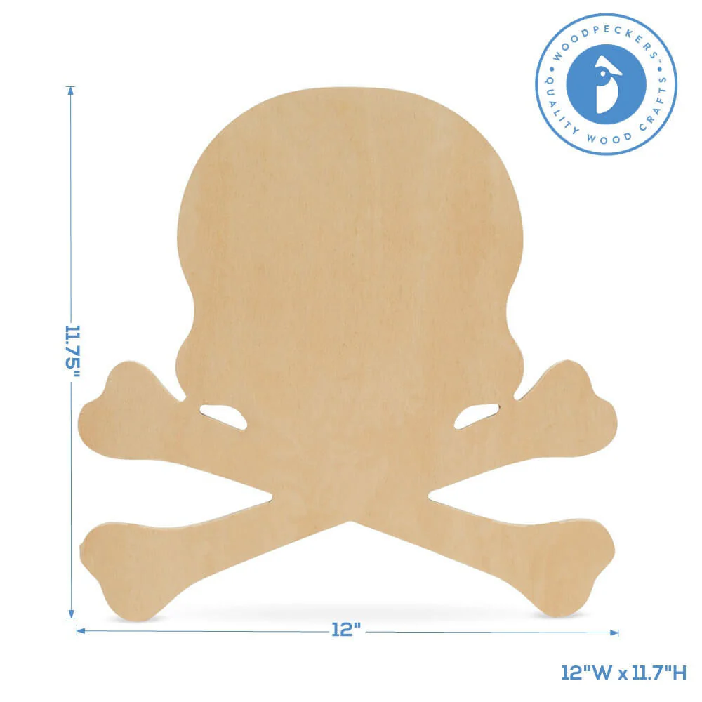 Wood Halloween Skull Cutout, Large 12" x 11.7" - Image 4