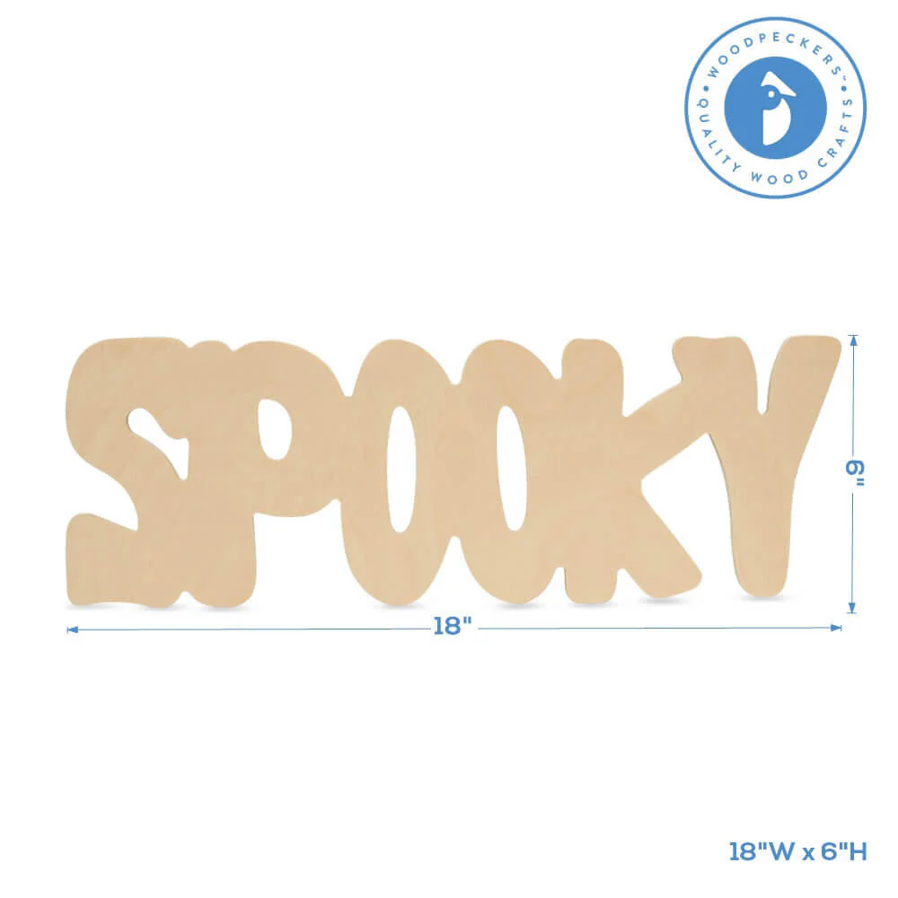 Wood Halloween Spooky Cutout, 18" x 6.2" - Image 4