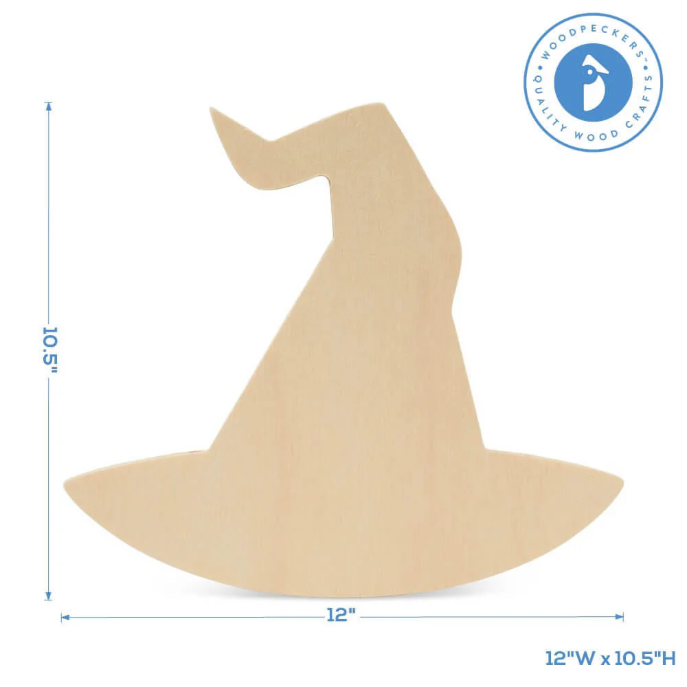Wood Halloween Witch's Hat Cutout, Large 12" x 10.5" - Image 4