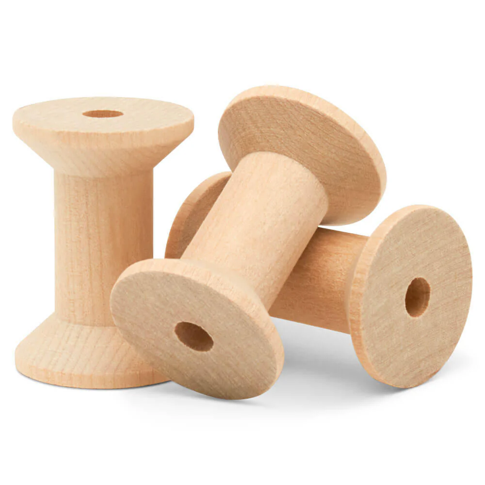 Wood Hourglass Spool, 2", 5/16" hole - Image 3