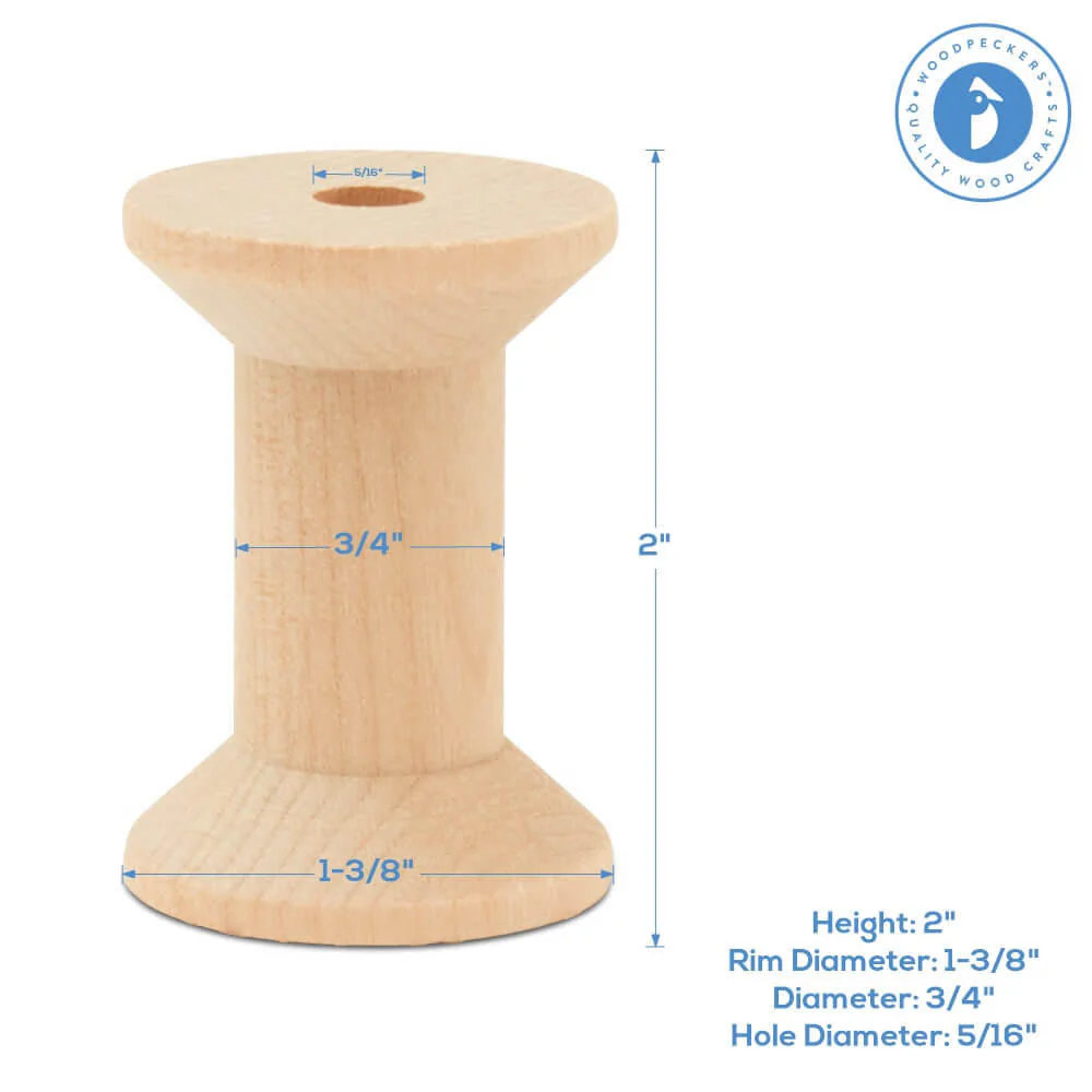 Wood Hourglass Spool, 2", 5/16" hole - Image 4