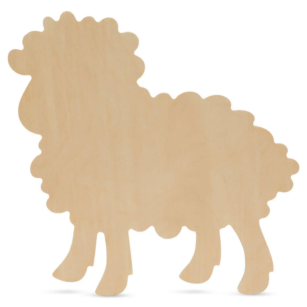 Wood Lamb Cutout Large, 12" x 11"