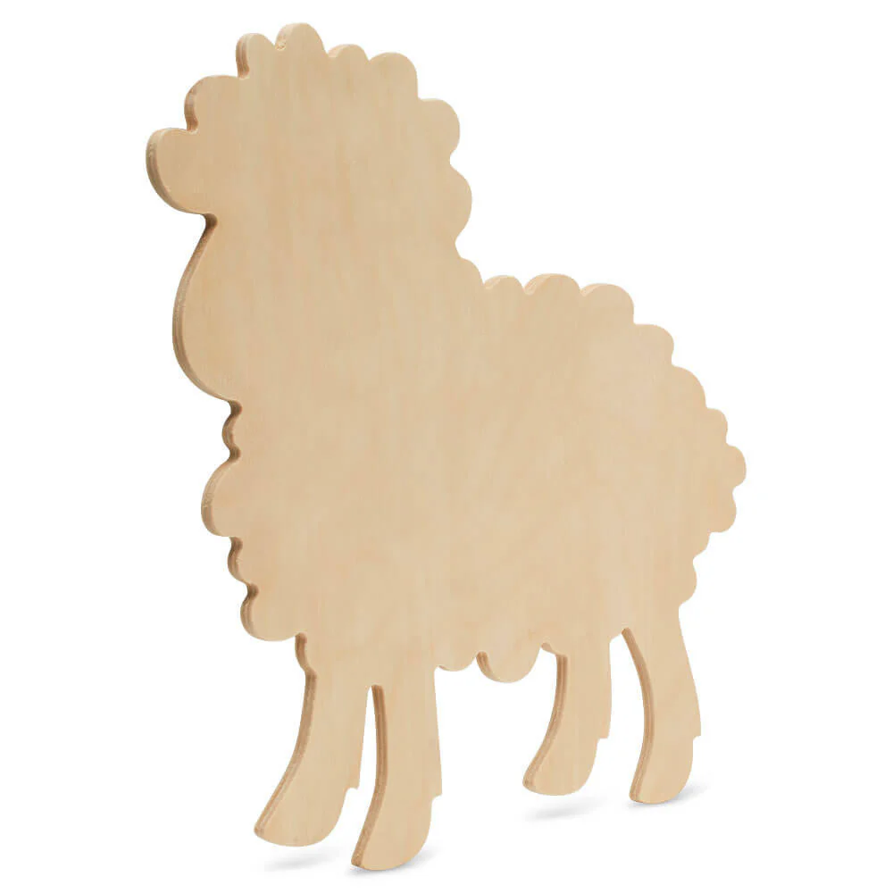 Wood Lamb Cutout Large, 12" x 11" - Image 4