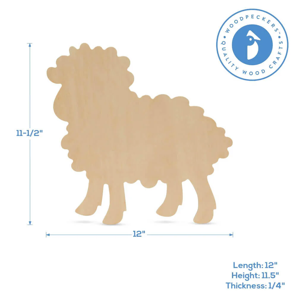 Wood Lamb Cutout Large, 12" x 11" - Image 5
