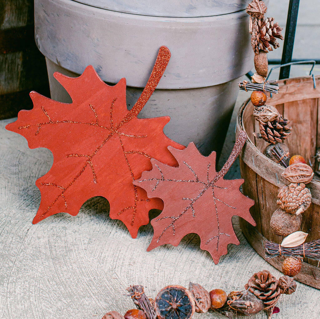 Wood Maple Leaf Cutout Large, 12" x 10" - Image 2