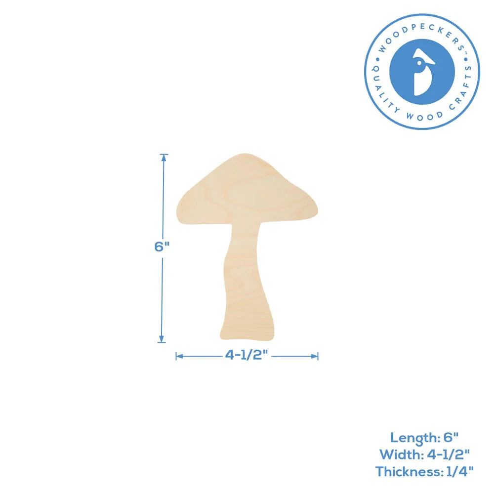 Wood Mushroom Cutout, 6" - Image 3