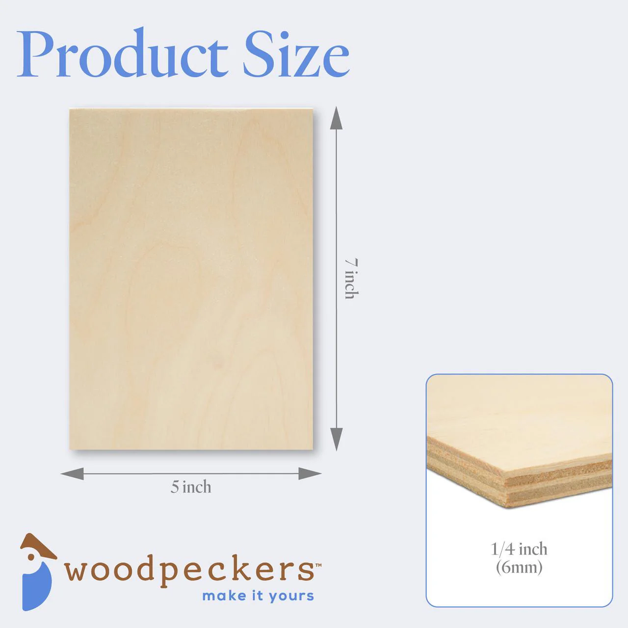Wood Rectangle Cutout, 5" x 7", 1/4" thick - Image 3