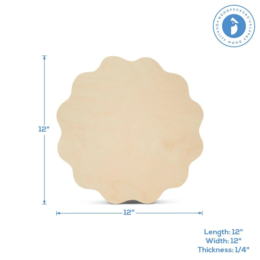 Wood Scalloped Circle Cutout, 12” - Image 3