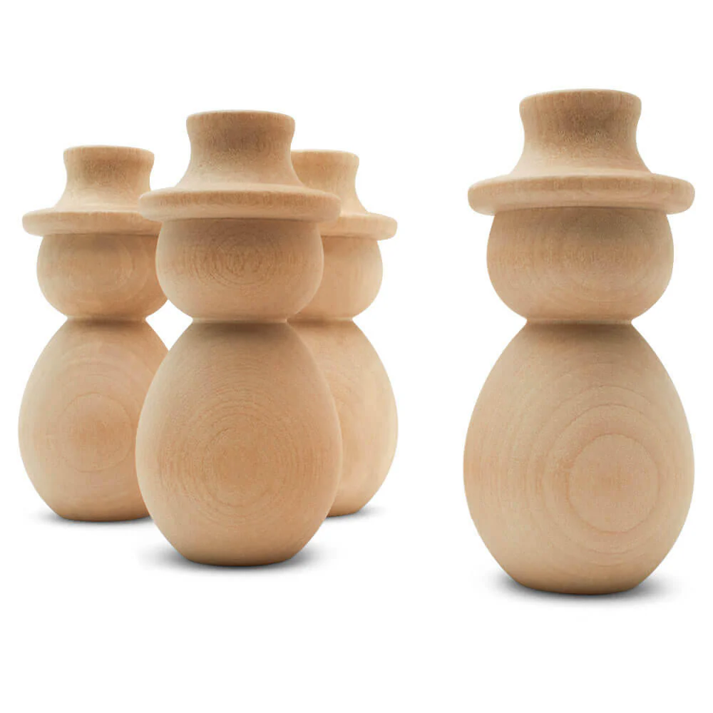 Wood Snowman, 4-1/4" - Image 3