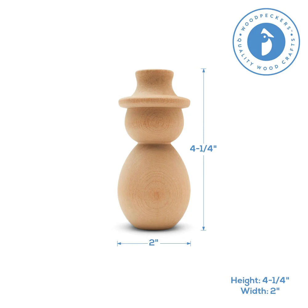 Wood Snowman, 4-1/4" - Image 4