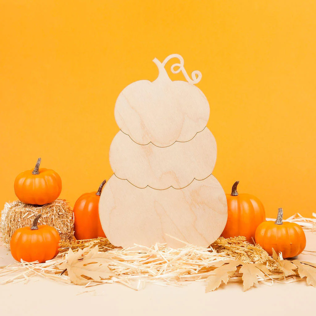 Wood Stacked Pumpkins Cutout, 12” - Image 2