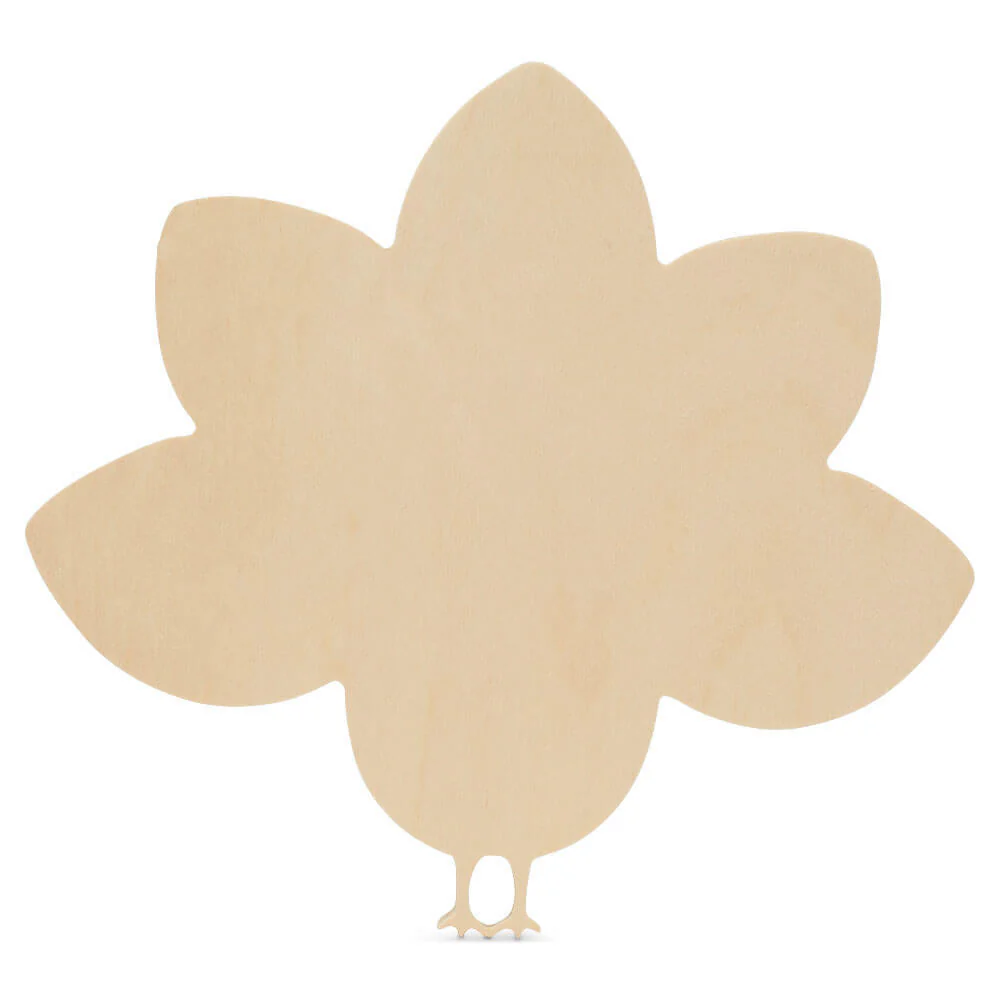 Wood Whimsical Turkey Cutout Large, 12" x 13"
