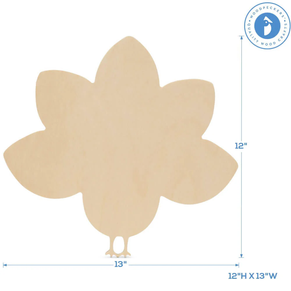 Wood Whimsical Turkey Cutout Large, 12" x 13" - Image 5
