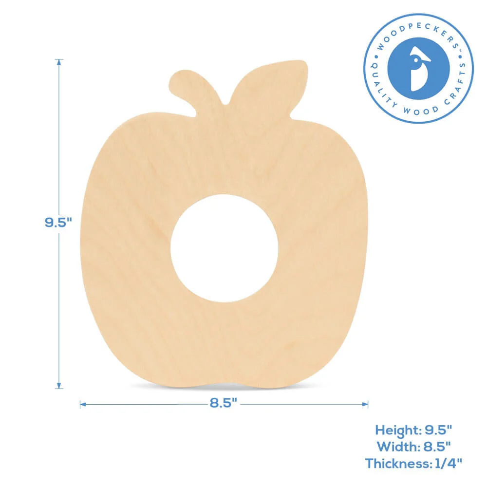 Wooden Apple Frame Cutout, 9" , 1/4" Thick - Image 4