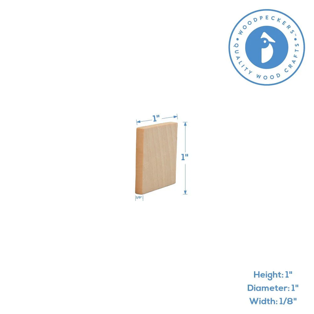 Wooden Square Cutout, 1", 1/8" thick - Image 5