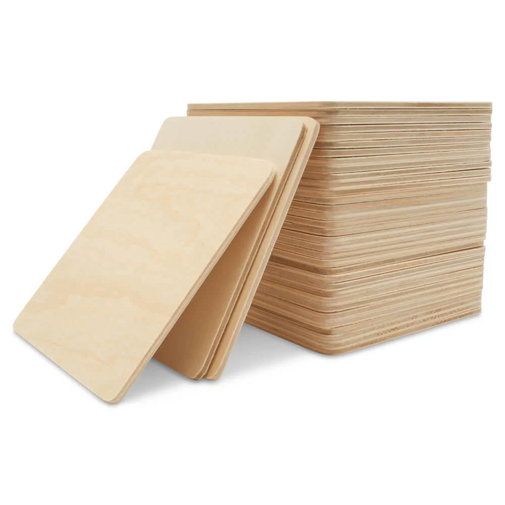 Wooden Coaster, Square with Rounded Edges, 4"