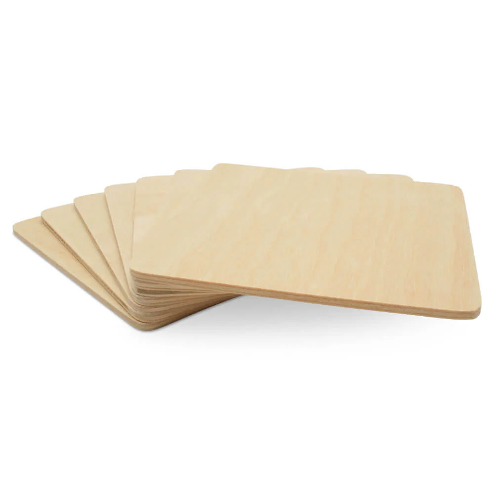 Wooden Coaster, Square with Rounded Edges, 4" - Image 5