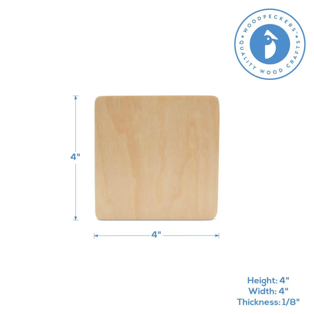 Wooden Coaster, Square with Rounded Edges, 4" - Image 6