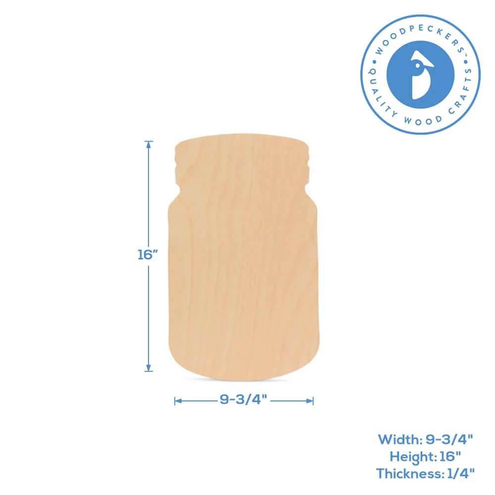 Wooden Cutout Mason Jar, 16" - Image 3