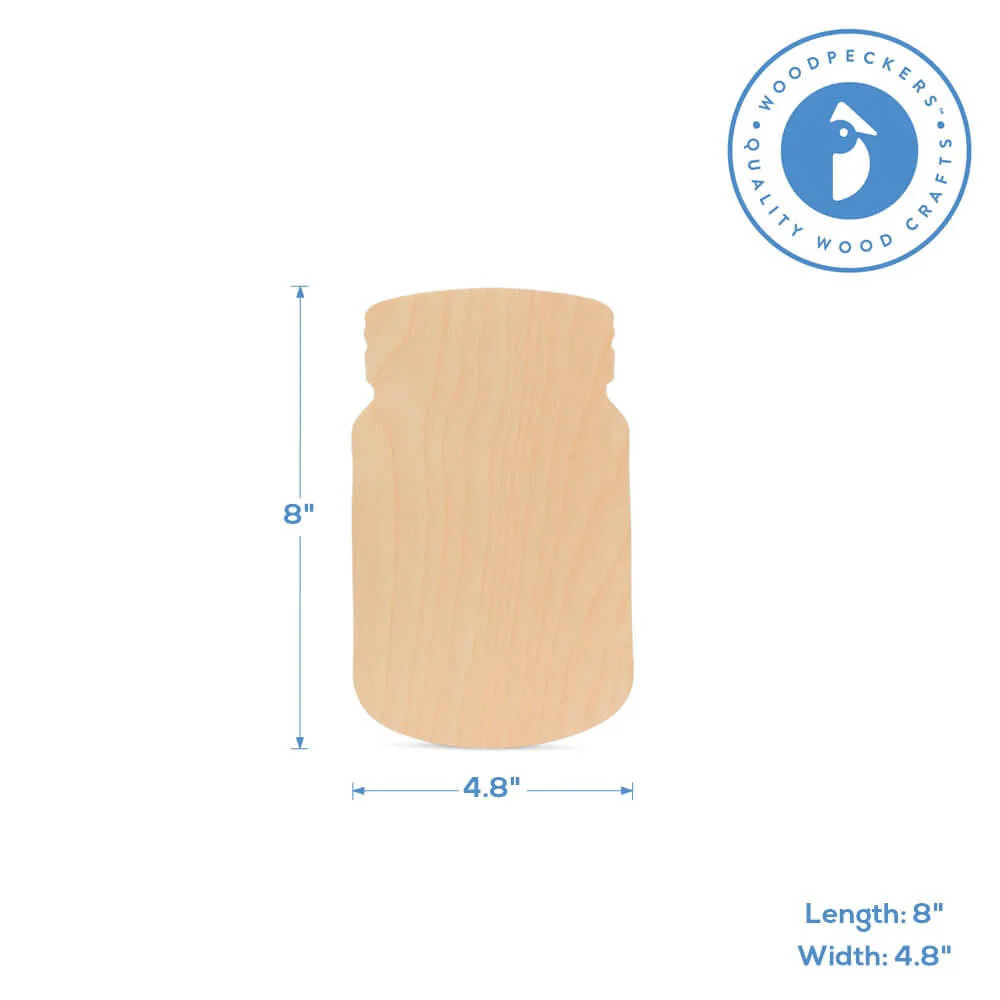 Wooden Cutout Mason Jar, 8" - Image 3