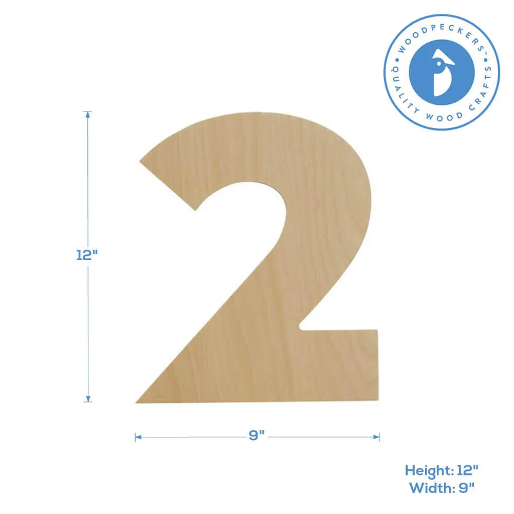 Wooden Number 2 Cutout, 12" - Image 2